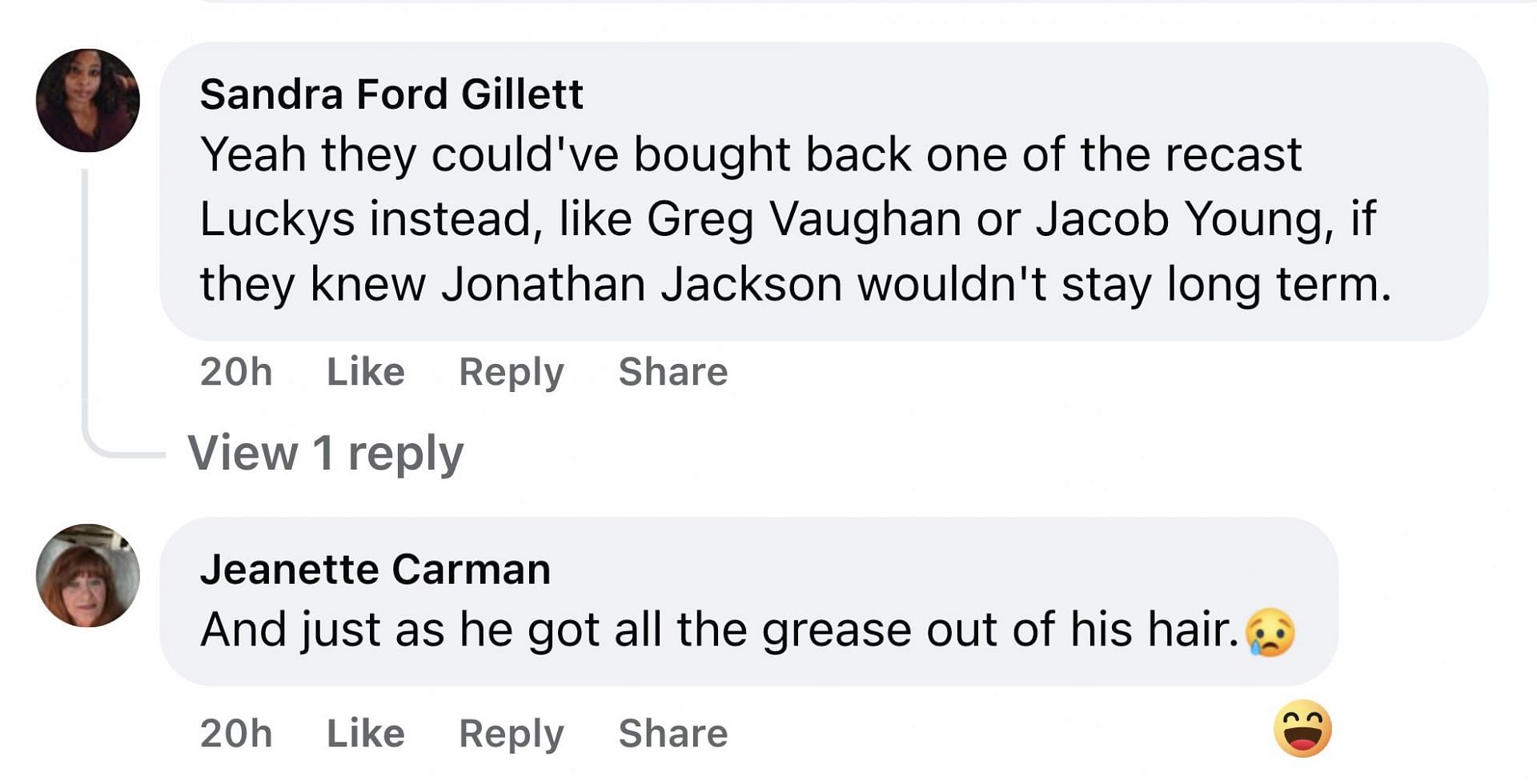 Comment about General Hospital (Image via Facebook)